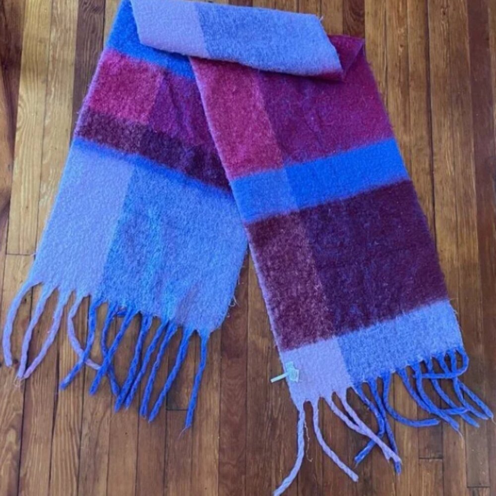 Free People Purple Plaid Oversized Cozy Blanket Scarf - Picture 4 of 7